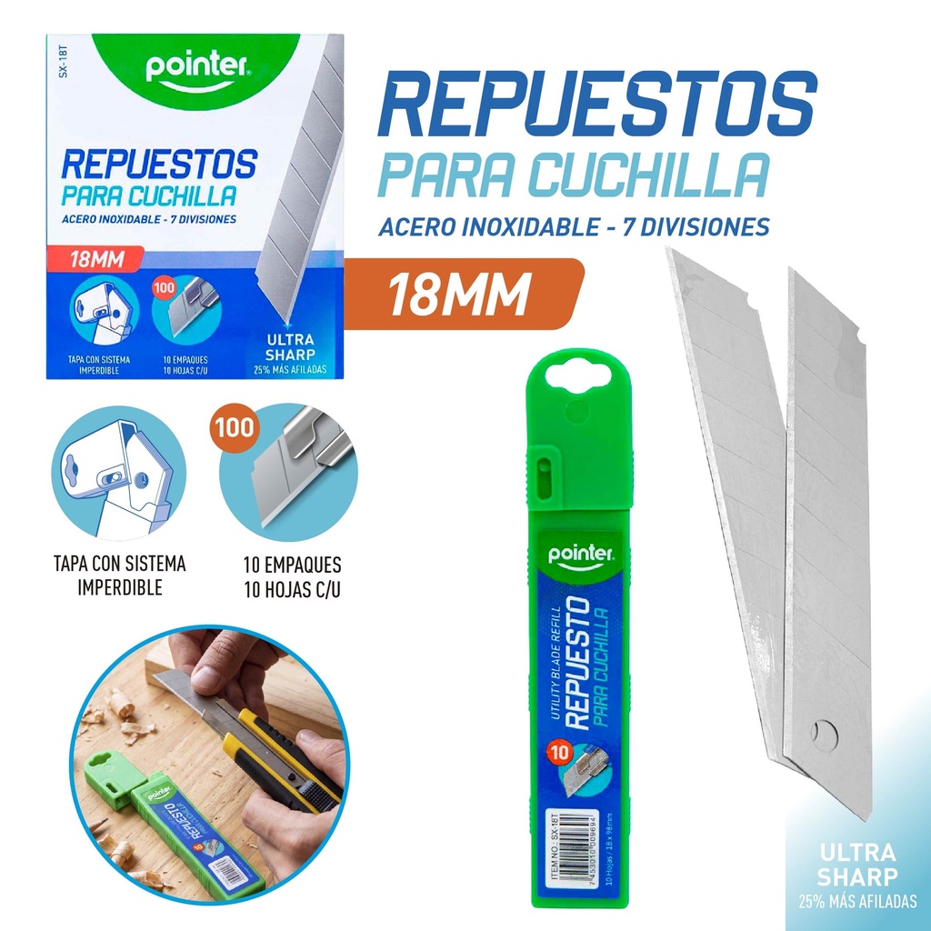 REPUESTO PARA CUCHILLA 18 x 98MM x10UND