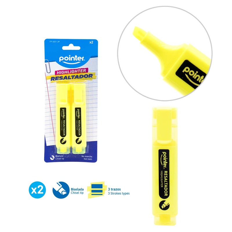 RESALTADOR FLUORESCENTE GRUESO - AMARILLO x2PZS