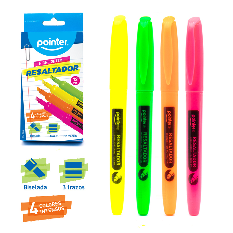 RESALTADOR DELGADO FLUORESCENTE - COLORES SURTIDOS