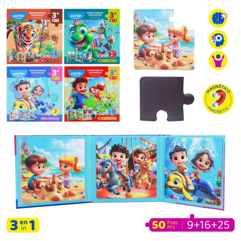 ROMPECABEZAS MAGNETICO 3 EN 1 - 50 PIEZAS