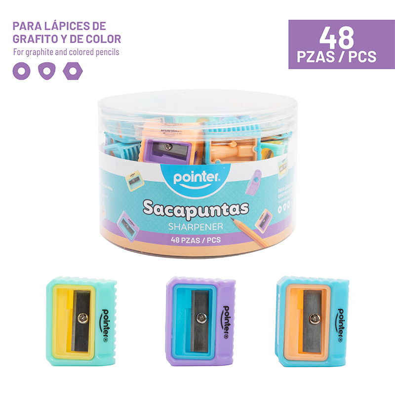 SACAPUNTAS PLASTICO - COLOR PASTEL SURTIDOS