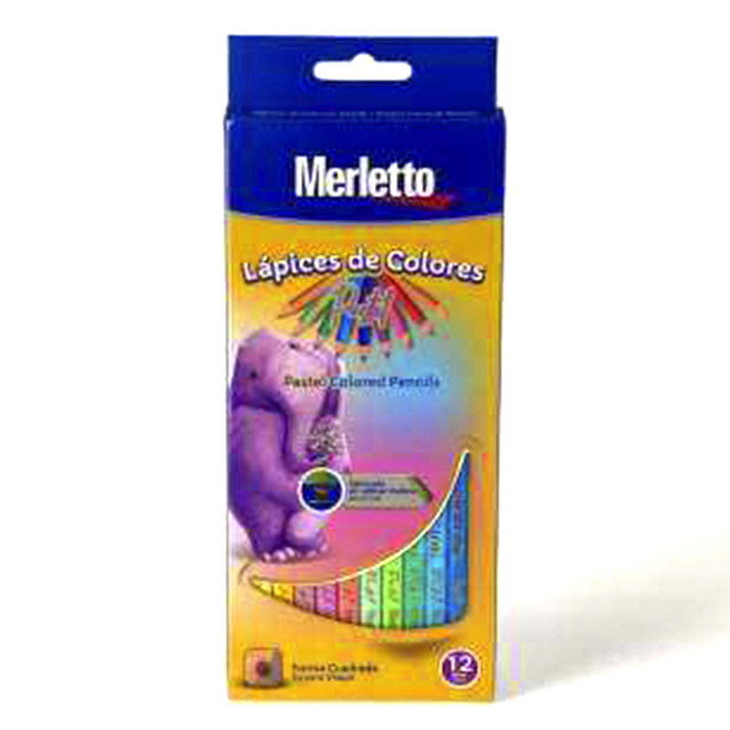 SET DE 12 LAPICES DE COLORES PASTEL CUADRADOS