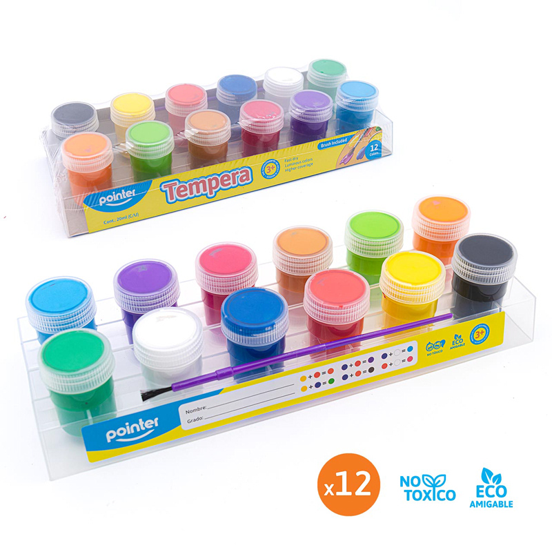 SET DE TEMPERAS x12 COLORES + PINCEL