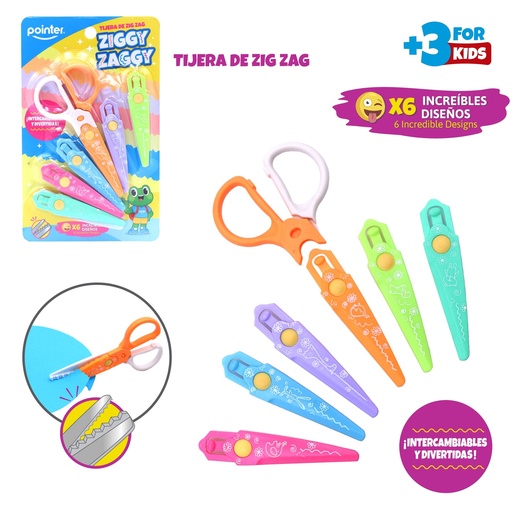 [A151-KS4068-B] TIJERA ZIG ZAG x6 CORTES INTERCAMBIABLES