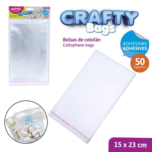 [OB-2315-S] BOLSAS DE CELOFAN ADHESIVAS 23x15cm