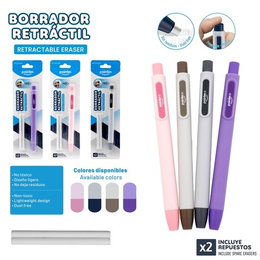 [ER-25103-BC] BORRADOR RETRACTIL CON REPUESTOS