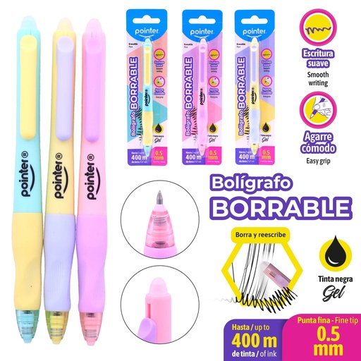 [EGP-2508] BOLIGRAFO BORRABLE PASTEL GEL NEGRO 0.5MM