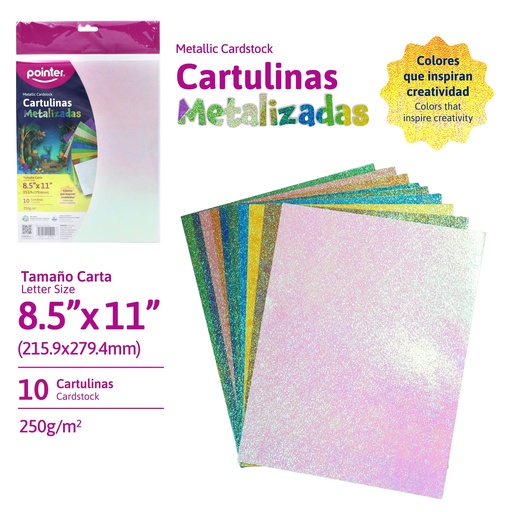 [MCT-25164] CARTULINA METALIZADA IRIDISCENTE CARTA 10PCS