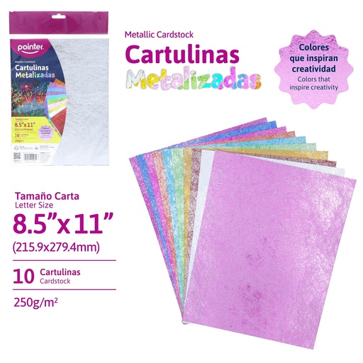 [MCT-25165] CARTULINA METALIZADA TEXTURA CARTA 10PCS