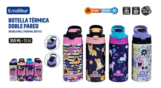 [A164-SF-2503G] BOTELLA TERMICA DOBLE PARED ACERO INOXIDABLE 350 ML