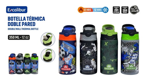 [A164-SF-2503B] BOTELLA TERMICA DOBLE PARED ACERO INOXIDABLE 350 ML