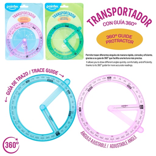 [RU-25200] TRANSPORTADOR GUIA 360 GRADOS