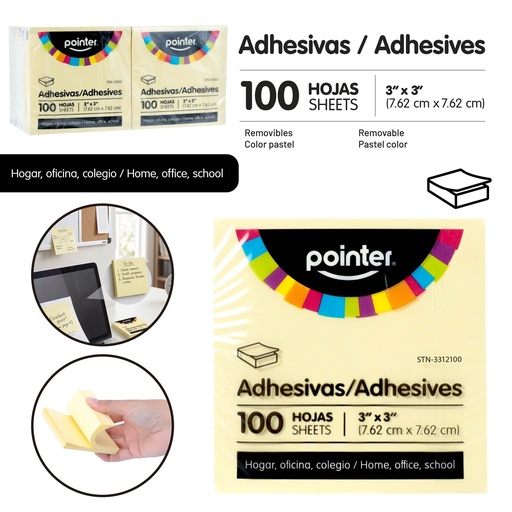 [STN-33100] NOTAS ADHESIVAS 3X3 plg 100 HOJAS