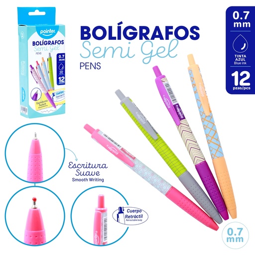 [OGP-25209-BU] BOLIGRAFO SEMIGEL 0.7MM RETRACTIL UNIDAD