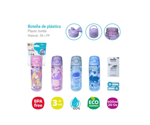 [GN-RS2701] BOTELLA DE HIDRATACION ANTIDERRAMES (600ml/20Oz) - ECOSIPZ™