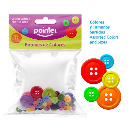 [ANC-1620] BOTONES DE COLORES PARA MANUALIDADES (90 PIEZAS)