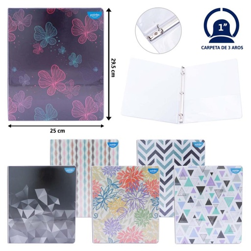 [FLJG-P-1-C] CARPETA DE 3 AROS 1" (CUBIERTA ESTAMPADA)