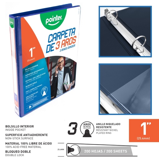 [FLJG-P-1/2-BU] CARPETA 3 AROS 1/2" - AZUL