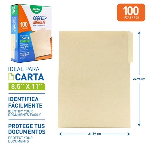 [FL2-23190-C] CARPETA MANILA CARTA (CAJA x 100)