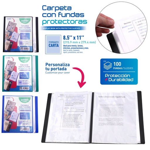 [FL2-2576] CARPETA CATALOGO PERSONALIZABLE 100 FUNDAS