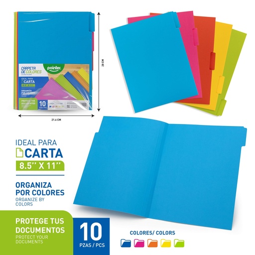 [FL2-23189-C] CARPETA DE COLORES CARTA x10PZAS - 8.5 x 11"