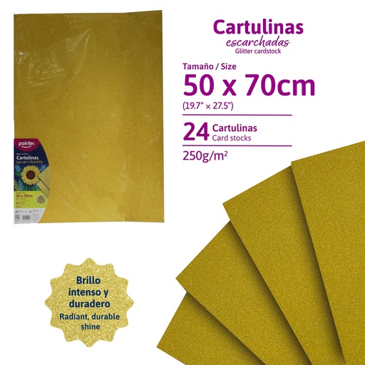 [GCT-25166-G] CARTULINA ESCARCHADA DORADA 50X70 CM