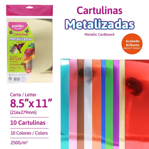 [MCT-10-10] CARTULINA METALIZADA CARTA - 20x30CM UNIDAD