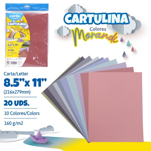 [CT-10M-20] CARTULINA MORANDI 10 COLORES