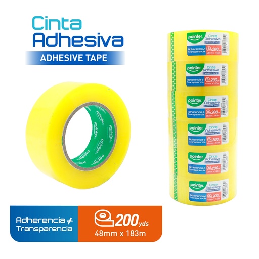 [TP-48200A] CINTA ADHESIVA DE EMPAQUE (AMARILLO TRANSPARENTE) - 4,8CM x 183MTS