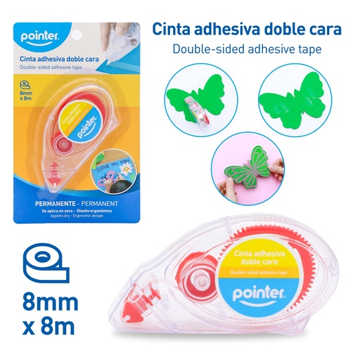 [GT-88] CINTA ADHESIVA TRANSPARENTE DOBLE CARA - 8mm x 8mts