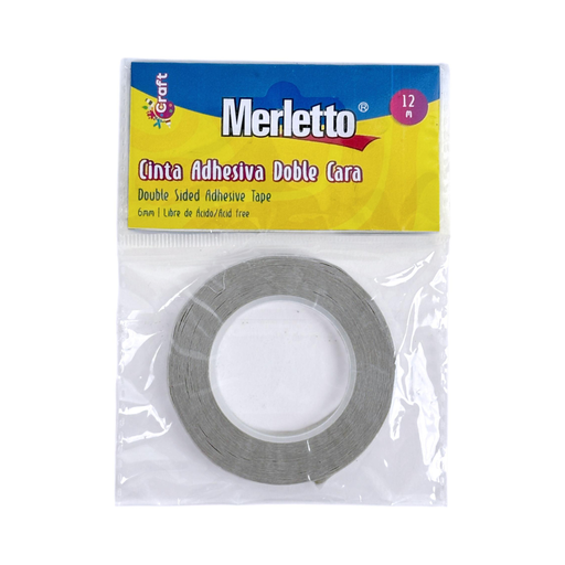 [785-7964277] CINTA ADHESIVA DOBLE FAZ SEMI-TRANSPARENTE 6MM x12M
