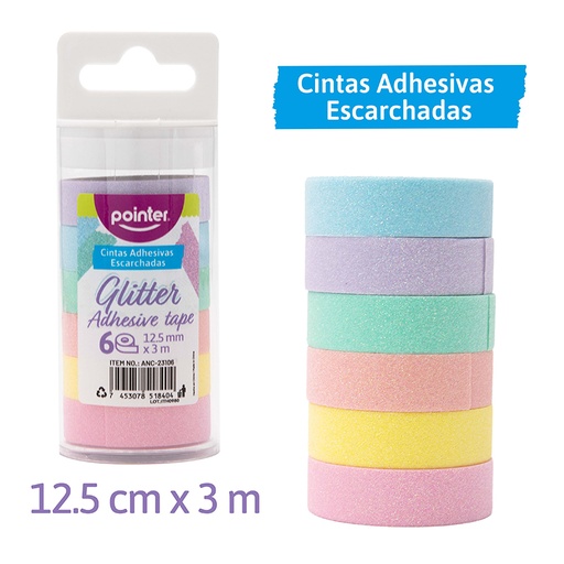 [ANC-23106] CINTAS ADHESIVAS ESCARCHADAS x6UND - 12.5MM x 3M