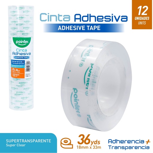[TP-1833SCN] CINTA ADHESIVA TRANSPARENTE 1,8Cm x 33Mts