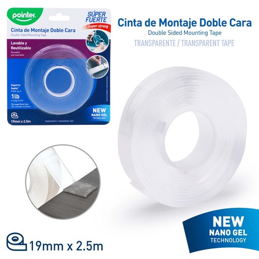 [NMT-19252] CINTA ADHESIVA DOBLE FAZ DE GEL 19MM x2.5M