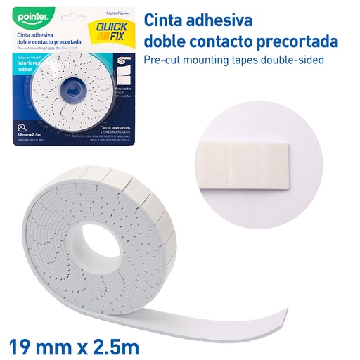 [MT-19252] CINTA ADHESIVA DOBLE FAZ PRECORTADA - 19MM x2.5M