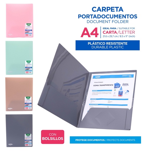 [FL2-2497] CARPETA PORTADOCUMENTOS CON BOLSILLOS A4