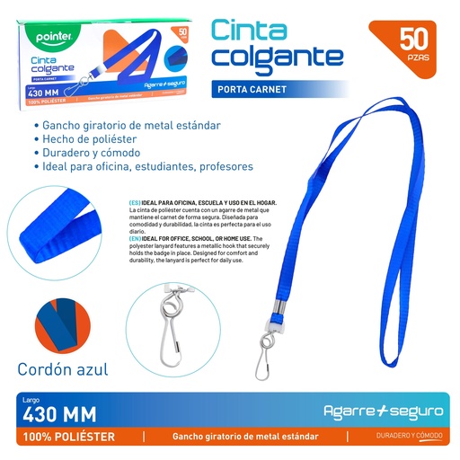 [TCP-N23F-BU] CINTA COLGANTE AZUL PORTA CARNET