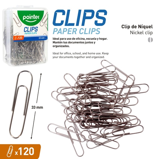 [BXCP-33MM] CLIPS SUJETA PAPEL 33MM x 120 PZAS