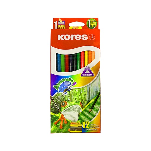 [93812.52] COLORES ACUARELABLES x12PZS+PINCEL Y SACAPUNTAS