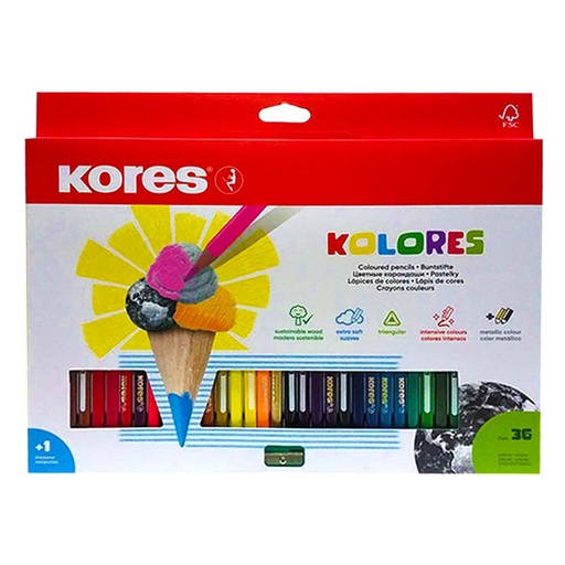 [93336.21] COLORES TRIANGULARES x36PZS+SACAPUNTAS