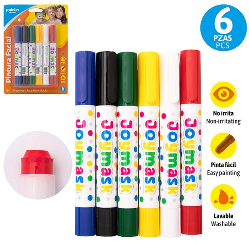 [FP-2387] CRAYONES DE PINTURA FACIAL x6PZAS