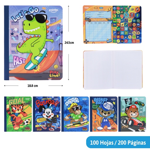 [COS-09S-SQ] CUADERNO COSIDO A4 CUADRITO x100 HOJAS (STICKERS)