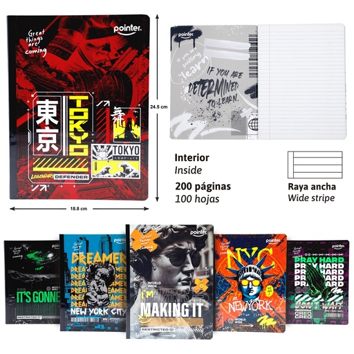 [COS-17] CUADERNO COSIDO A4 RAYA ANCHA x100 HOJAS