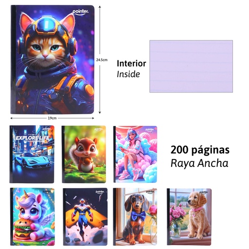 [COS2-100] CUADERNO COSIDO RAYA ANCHA 200 PAGINAS