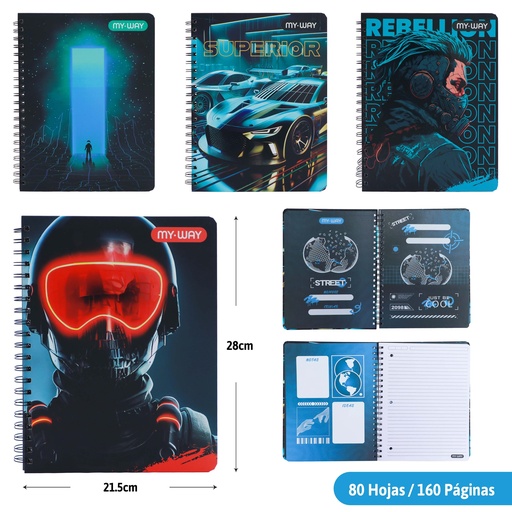 [MW-ESP-02] CUADERNO ESPIRAL 160 PAGINAS (MASCULINO)