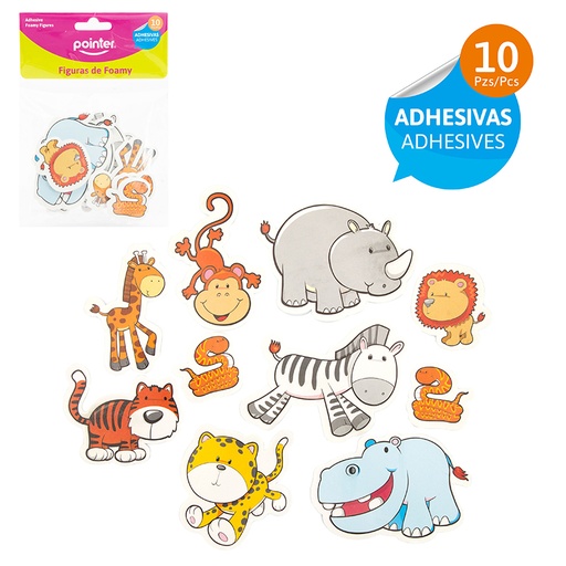 [A126-LF10] FIGURAS DE FOAMY ADHESIVAS x 10 PZAS. (ANIMALES)