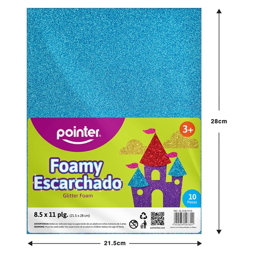 [GL-EVA-7010] FOAMY ESCARCHADO AZUL CELESTE - CARTA (20x30CM)