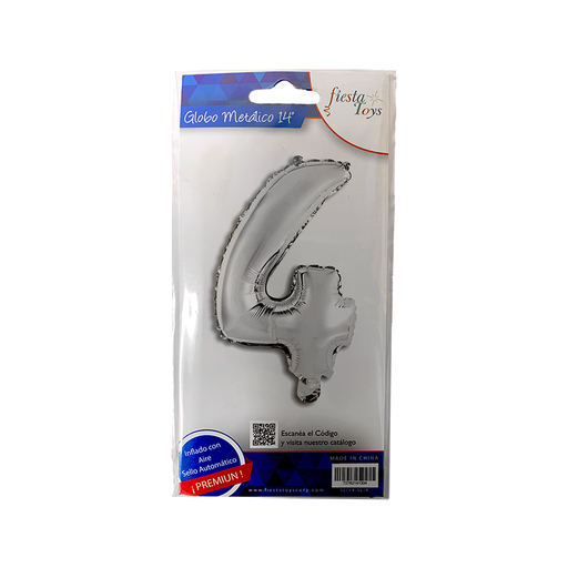 [SL/14-SL-4] GLOBO METALICO 14" PLATA N 4