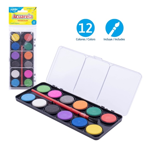 [WC-70617] SET DE ACUARELA PEQUEÑO x12 COLORES CON PINCEL