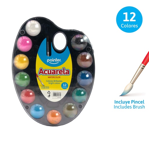 [WC-5570] ACUARELA 12 COLORES + PINCEL